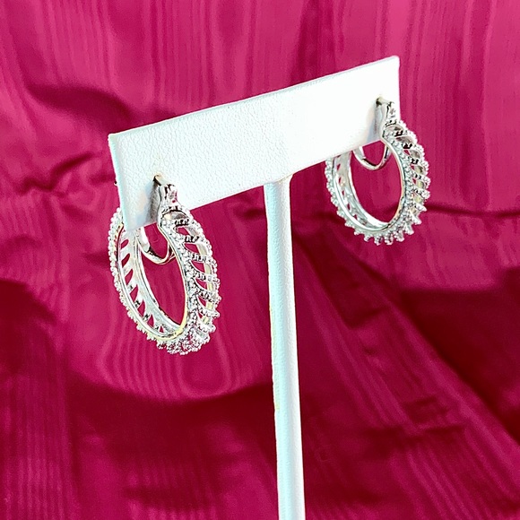 Diamond Accent Hoop Earrings - Picture 1 of 7